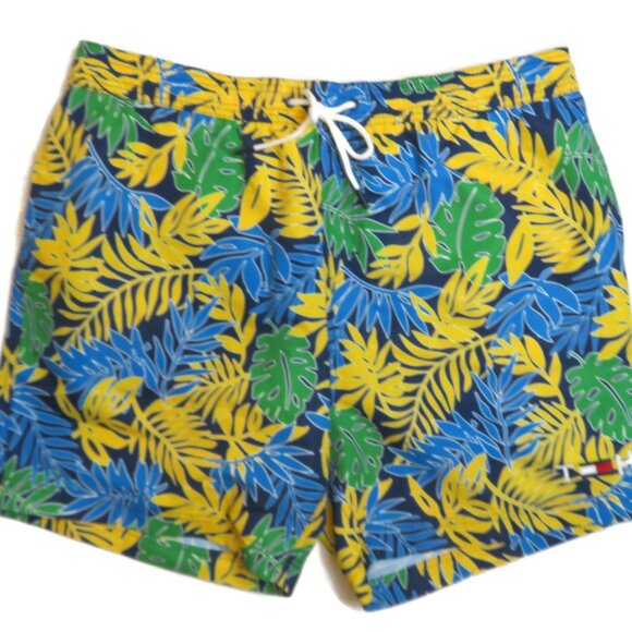Tommy Hilfiger 6.5" Swim Trunks Men XXL New‎ Short Maillot Floral Blue Yellow - Picture 1 of 9